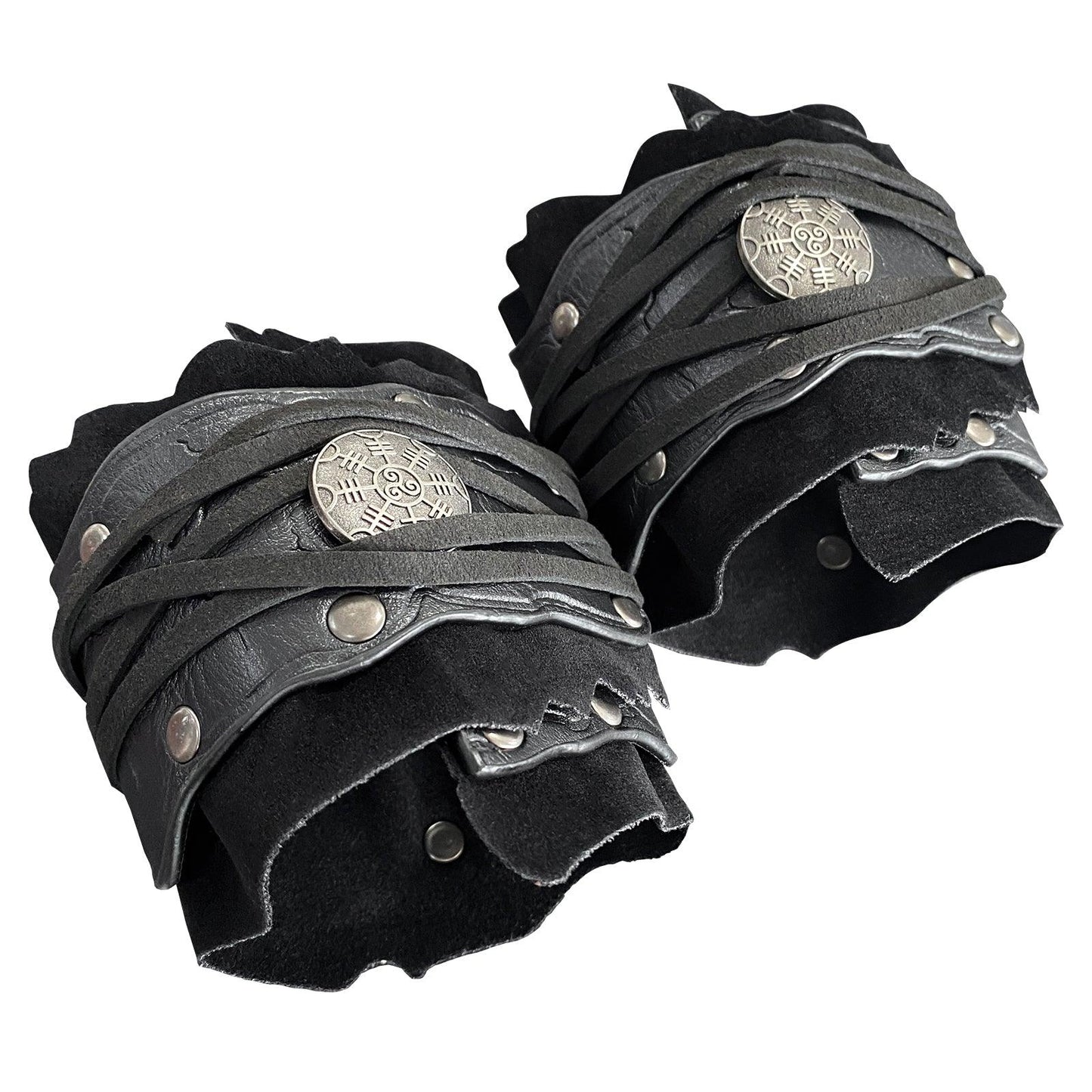 HiiFeuer Medieval Suede Arm Wraps, Renaissance Artificial Fur Bracers, Viking Wrist Band Archery Arm Guards Knight Gauntlets