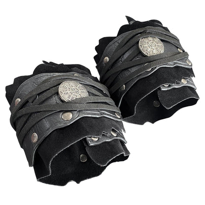 HiiFeuer Medieval Suede Arm Wraps, Renaissance Artificial Fur Bracers, Viking Wrist Band Archery Arm Guards Knight Gauntlets