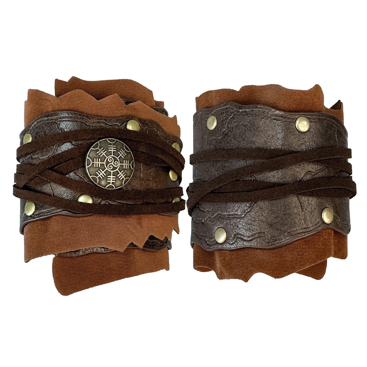 HiiFeuer Medieval Suede Arm Wraps, Renaissance Artificial Fur Bracers, Viking Wrist Band Archery Arm Guards Knight Gauntlets