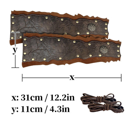HiiFeuer Medieval Suede Arm Wraps, Renaissance Artificial Fur Bracers, Viking Wrist Band Archery Arm Guards Knight Gauntlets