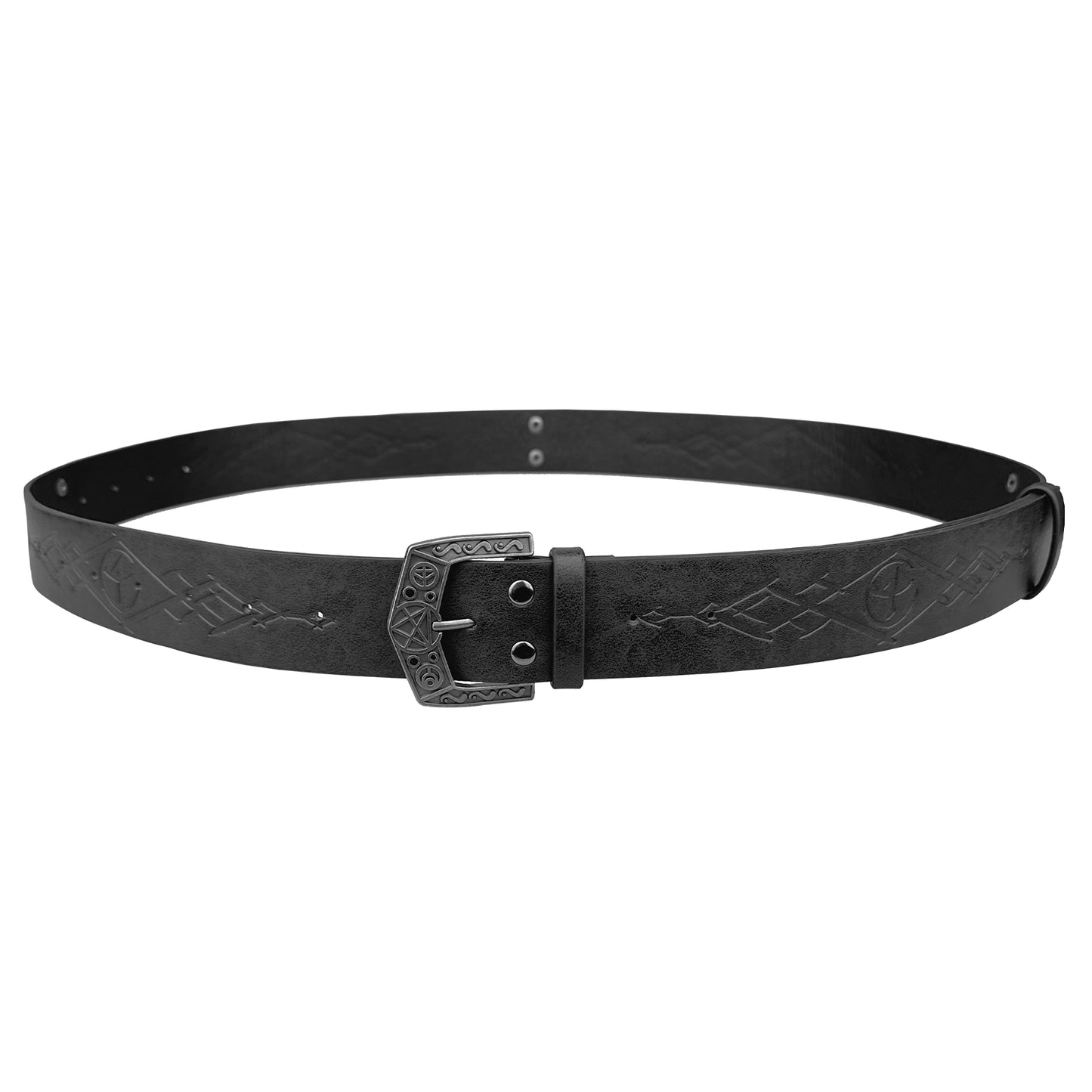 HiiFeuer Medieval Alchemy Faux Leather Buckle Belt, Fantasy Embossed Wizard Knight Belt for LARP Cosplay