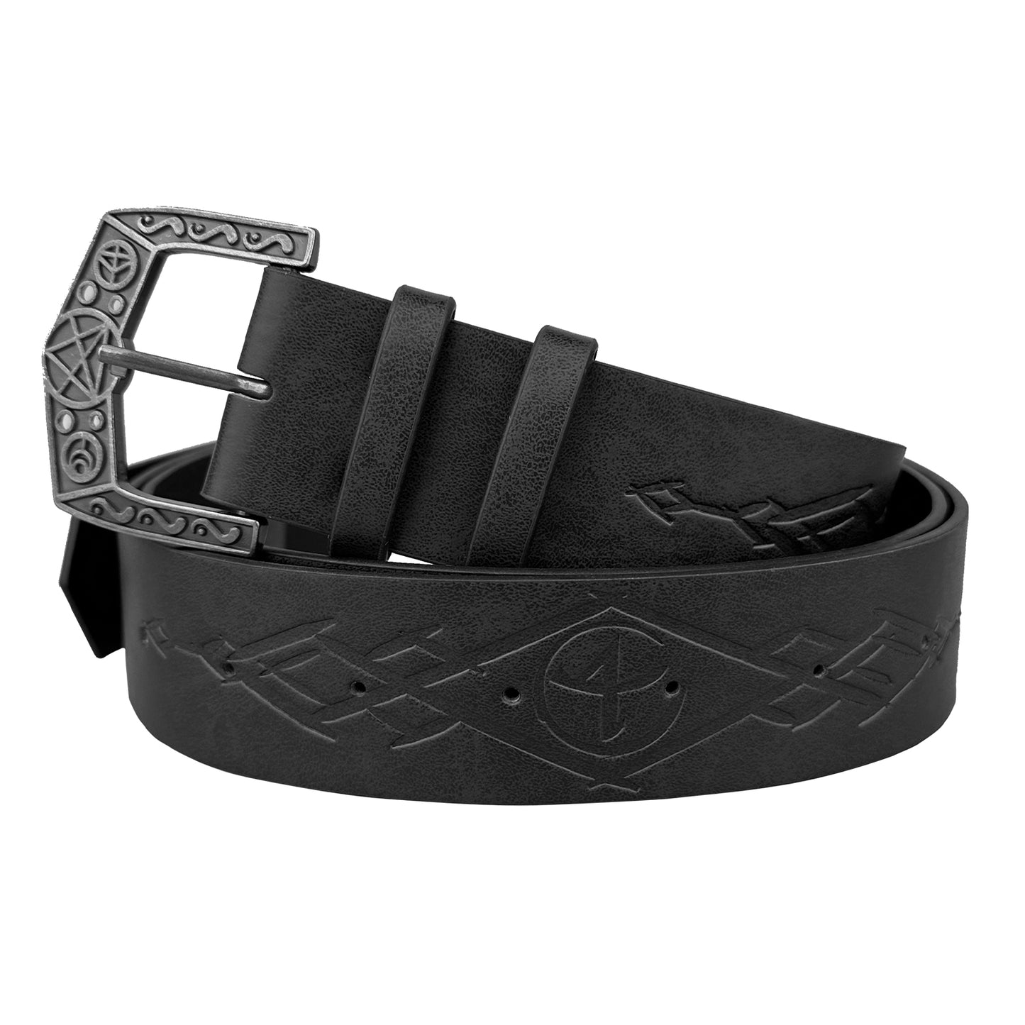 HiiFeuer Medieval Alchemy Faux Leather Buckle Belt, Fantasy Embossed Wizard Knight Belt for LARP Cosplay