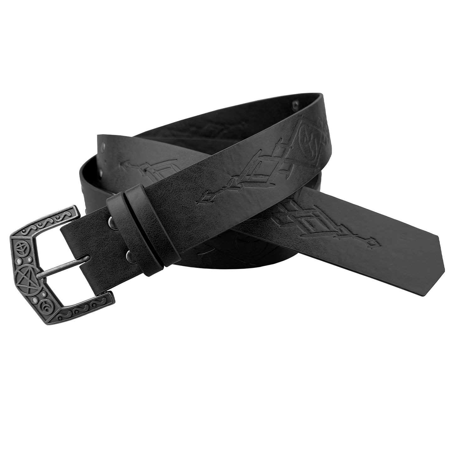 HiiFeuer Medieval Alchemy Faux Leather Buckle Belt, Fantasy Embossed Wizard Knight Belt for LARP Cosplay