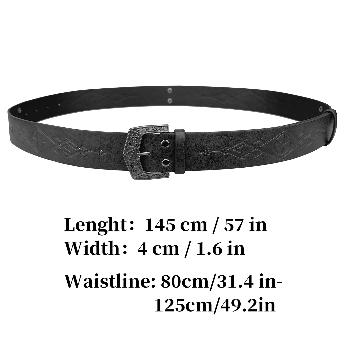 HiiFeuer Medieval Alchemy Faux Leather Buckle Belt, Fantasy Embossed Wizard Knight Belt for LARP Cosplay