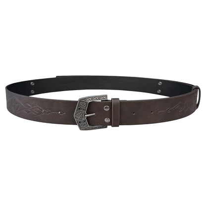 HiiFeuer Medieval Alchemy Faux Leather Buckle Belt, Fantasy Embossed Wizard Knight Belt for LARP Cosplay