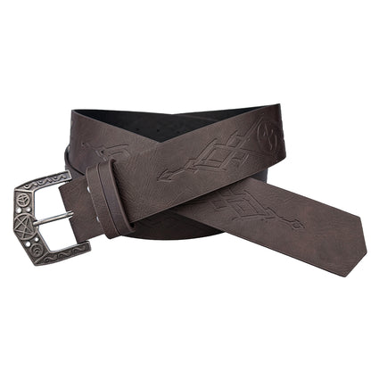 HiiFeuer Medieval Alchemy Faux Leather Buckle Belt, Fantasy Embossed Wizard Knight Belt for LARP Cosplay