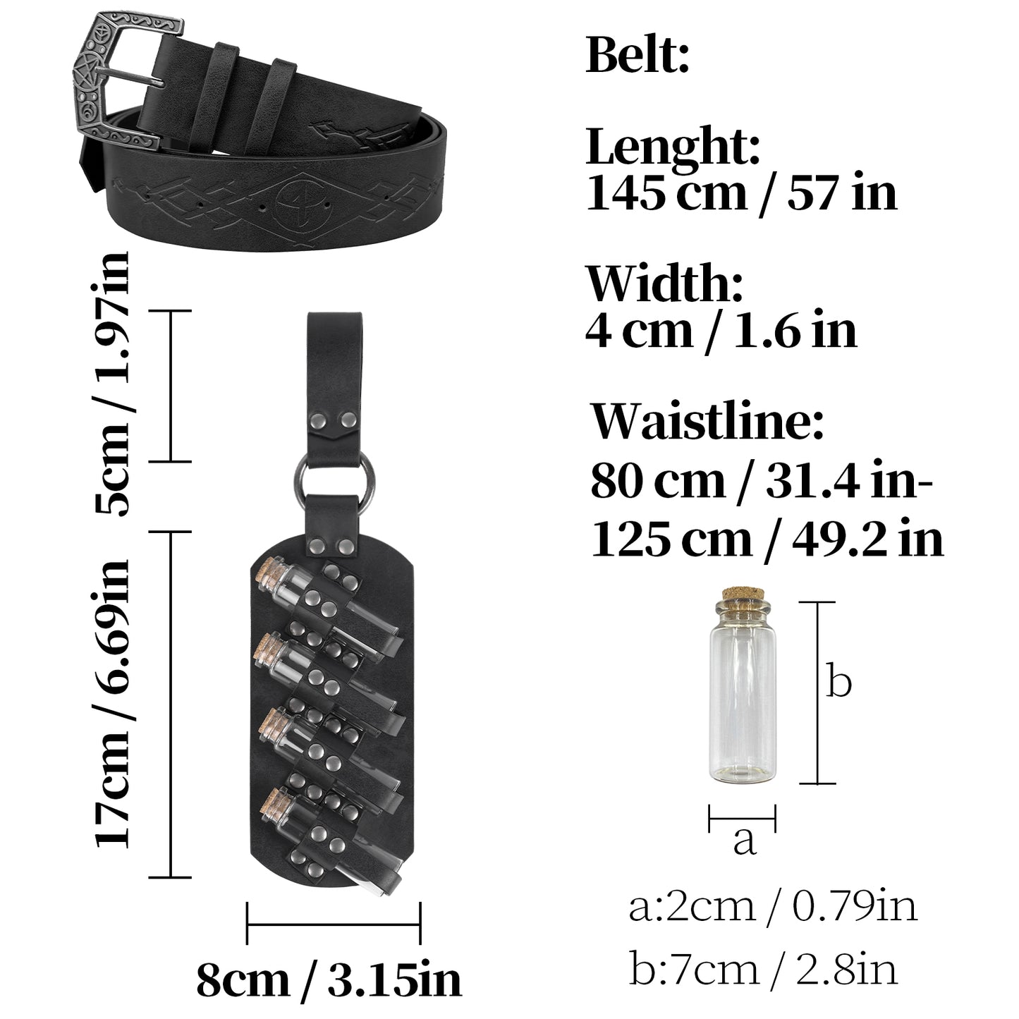 Fantasy Wizard Potion Bottles Belt