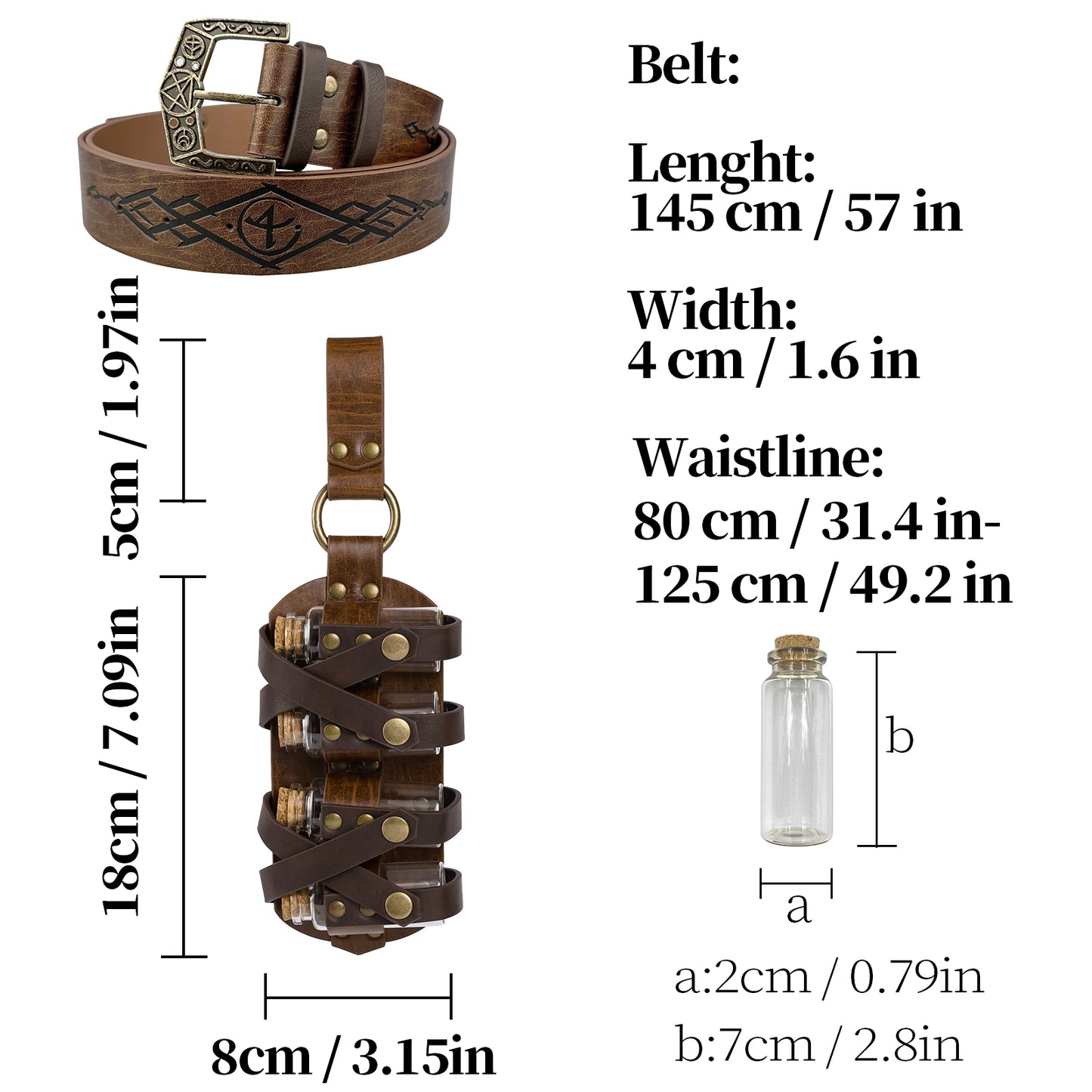 Fantasy Wizard Potion Bottles Belt