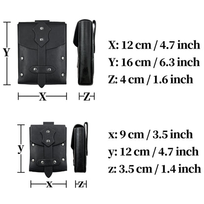 HiiFeuer 4 PCs Medieval Alchemy Belt Costume, Fantasy Faux Leather Wizard Potion Holder Belt with 4 Cork Vials and Belt Bag