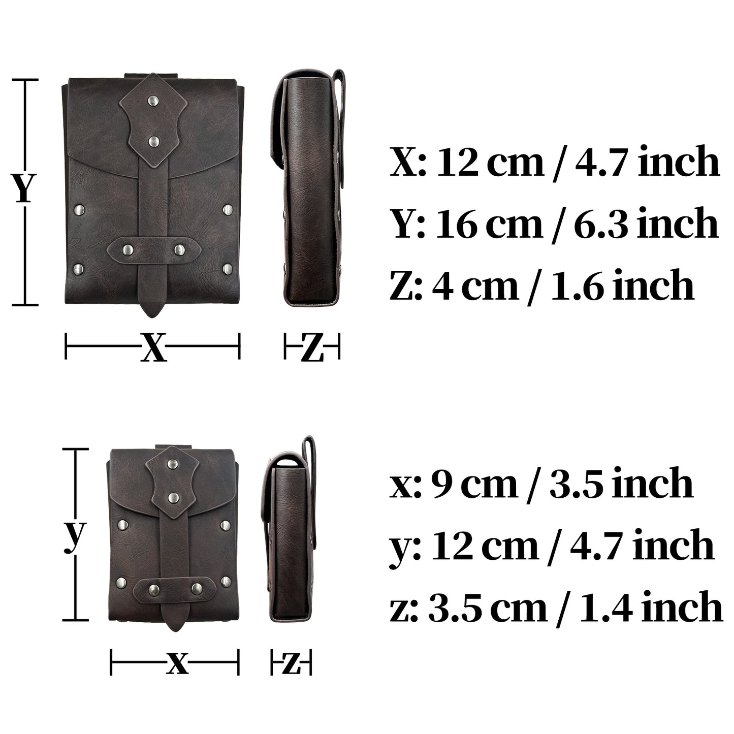 HiiFeuer 4 PCs Medieval Alchemy Belt Costume, Fantasy Faux Leather Wizard Potion Holder Belt with 4 Cork Vials and Belt Bag