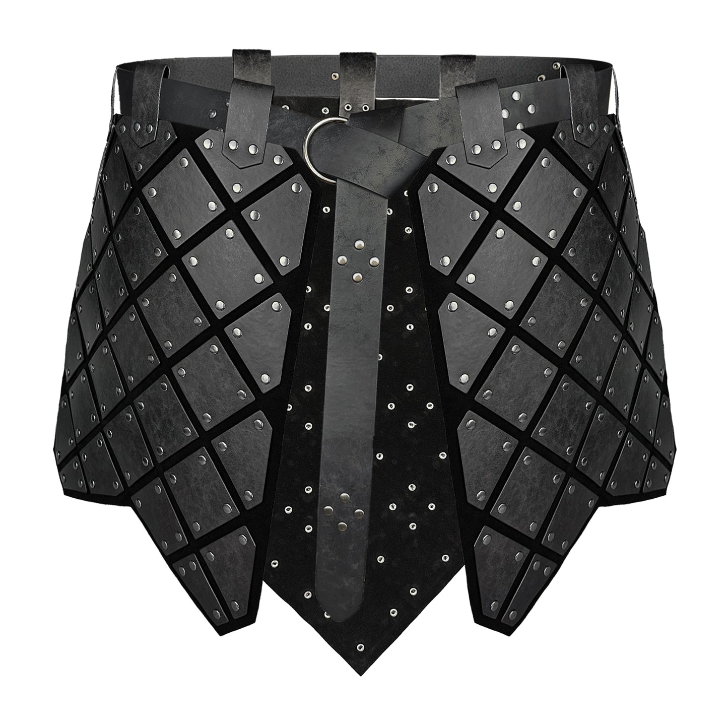 HiiFeuer Medieval Faux Leather 3PCs Waist Armor with Belt, Middle Ages Cosplay Thigh Armor, Mercenary&Knights Skirt Armor