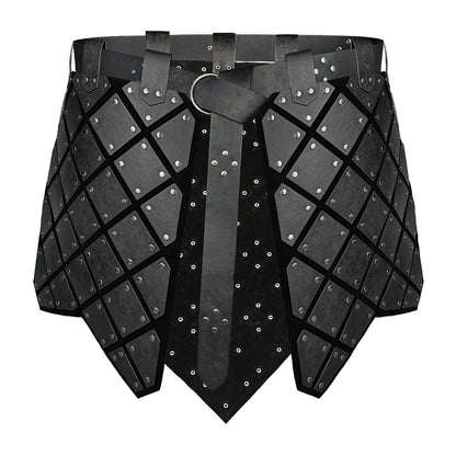 HiiFeuer Medieval Faux Leather 3PCs Waist Armor with Belt, Middle Ages Cosplay Thigh Armor, Mercenary&Knights Skirt Armor