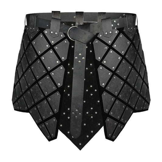 HiiFeuer Medieval Faux Leather 3PCs Waist Armor with Belt, Middle Ages Cosplay Thigh Armor, Mercenary&Knights Skirt Armor