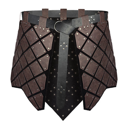 HiiFeuer Medieval Faux Leather 3PCs Waist Armor with Belt, Middle Ages Cosplay Thigh Armor, Mercenary&Knights Skirt Armor