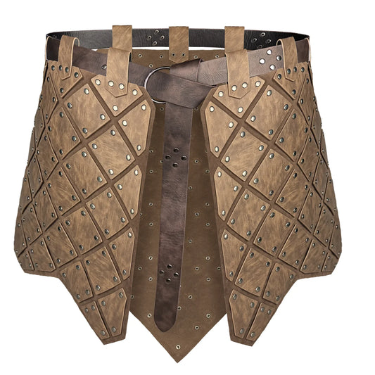 HiiFeuer Medieval Faux Leather 3PCs Waist Armor with Belt, Middle Ages Cosplay Thigh Armor, Mercenary&amp;Knights Skirt Armor