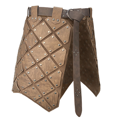 HiiFeuer Medieval Faux Leather 3PCs Waist Armor with Belt, Middle Ages Cosplay Thigh Armor, Mercenary&Knights Skirt Armor