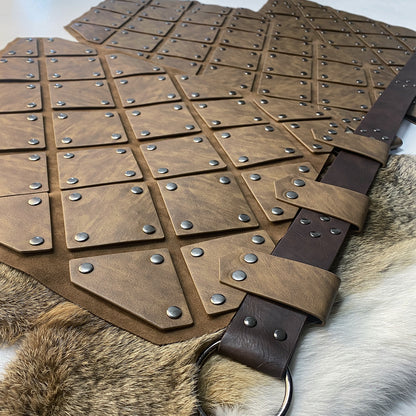 HiiFeuer Medieval Faux Leather 3PCs Waist Armor with Belt, Middle Ages Cosplay Thigh Armor, Mercenary&Knights Skirt Armor