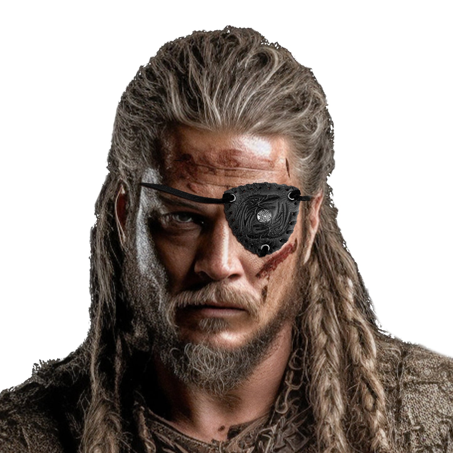 HiiFeuer Medieval Embossed Pirate Eye Patch, Vintage Faux Leather Eye Mask Viking Accessories, Renaissance Eye Cover Cosplay