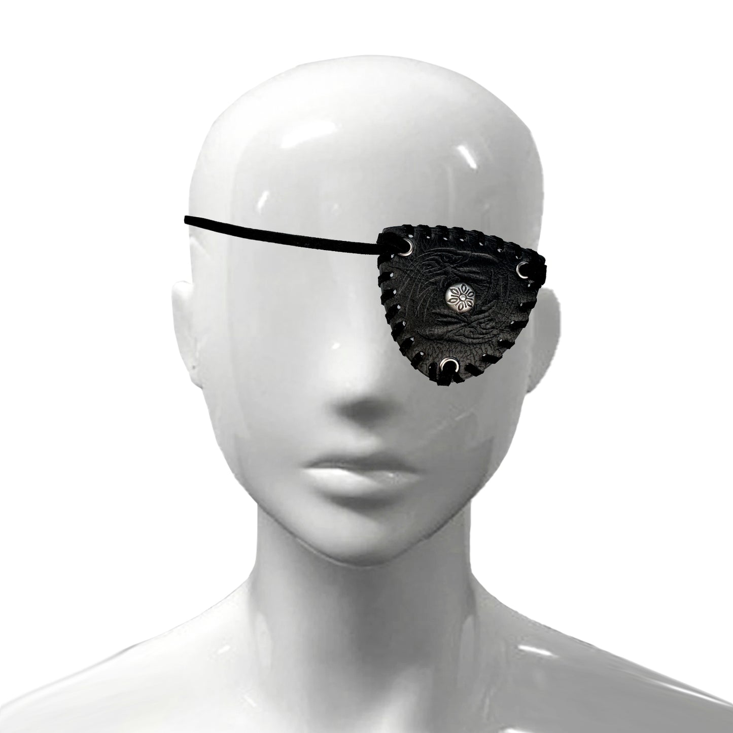 HiiFeuer Medieval Embossed Pirate Eye Patch, Vintage Faux Leather Eye Mask Viking Accessories, Renaissance Eye Cover Cosplay