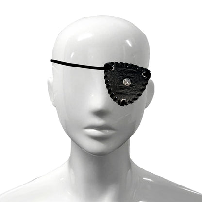 HiiFeuer Medieval Embossed Pirate Eye Patch, Vintage Faux Leather Eye Mask Viking Accessories, Renaissance Eye Cover Cosplay