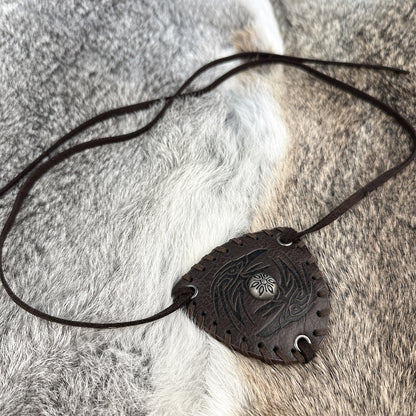 HiiFeuer Medieval Embossed Pirate Eye Patch, Vintage Faux Leather Eye Mask Viking Accessories, Renaissance Eye Cover Cosplay