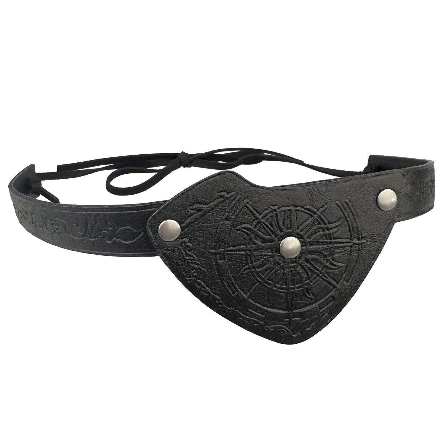 HiiFeuer Medieval Embossed Pirate Eye Patch, Vintage Faux Leather Eye Mask Viking Accessories, Renaissance Eye Cover Cosplay