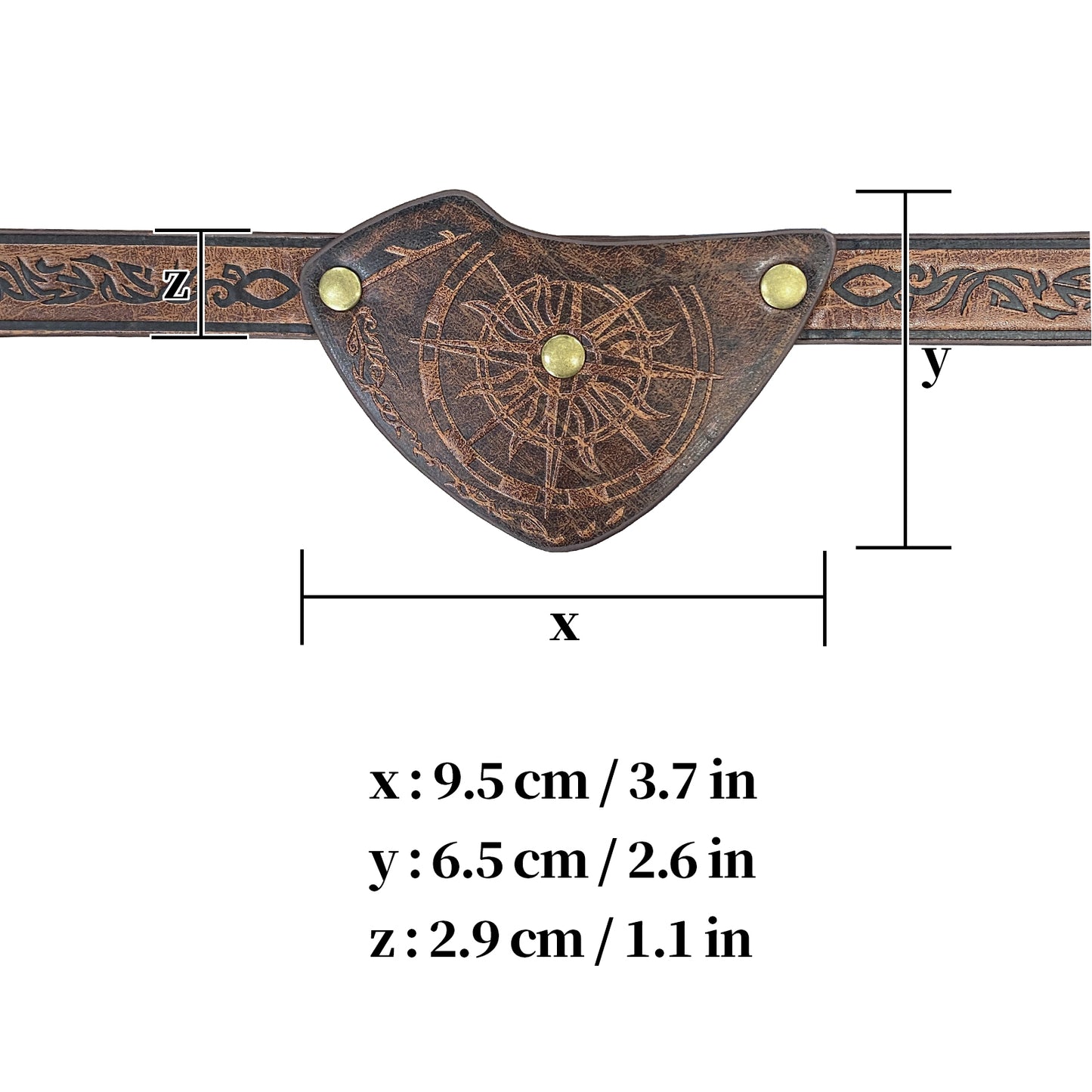 HiiFeuer Medieval Embossed Pirate Eye Patch, Vintage Faux Leather Eye Mask Viking Accessories, Renaissance Eye Cover Cosplay