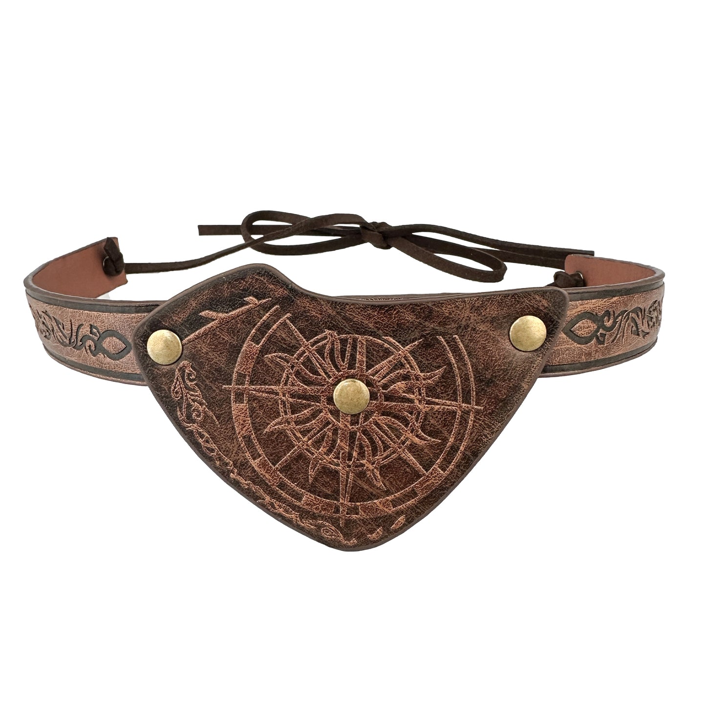 HiiFeuer Medieval Embossed Pirate Eye Patch, Vintage Faux Leather Eye Mask Viking Accessories, Renaissance Eye Cover Cosplay