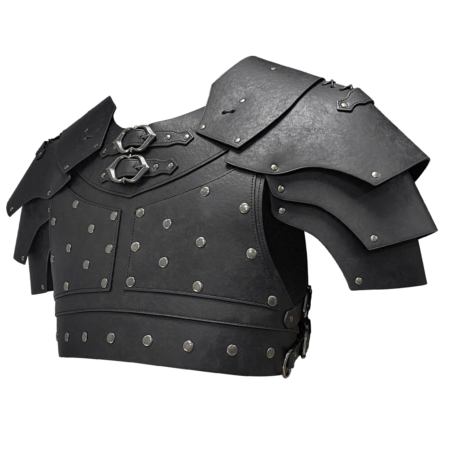 HiiFeuer Medieval Faux Leather Chest Armor, Vintage Pauldron Shoulder Armor Adjustable Mercenary Knight Archer Vest Armor