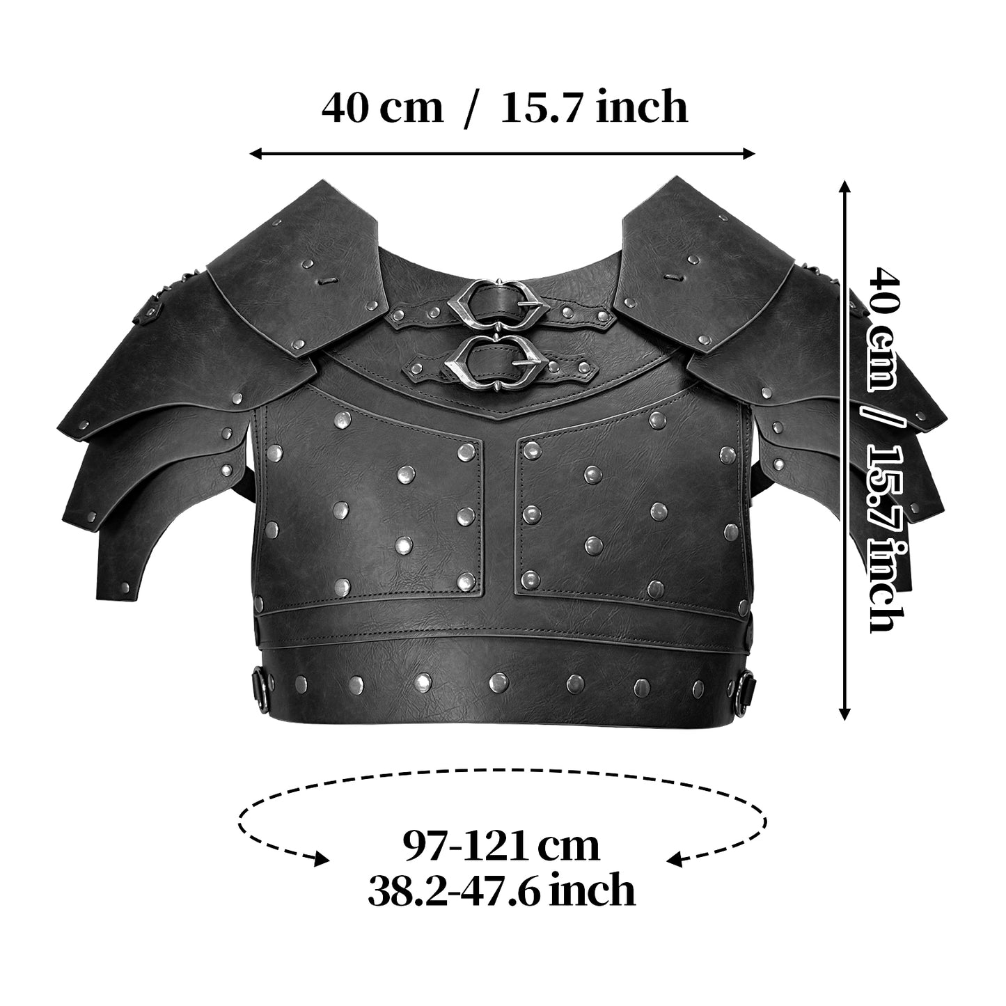 HiiFeuer Medieval Faux Leather Chest Armor, Vintage Pauldron Shoulder Armor Adjustable Mercenary Knight Archer Vest Armor