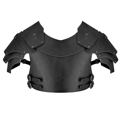 HiiFeuer Medieval Faux Leather Chest Armor, Vintage Pauldron Shoulder Armor Adjustable Mercenary Knight Archer Vest Armor