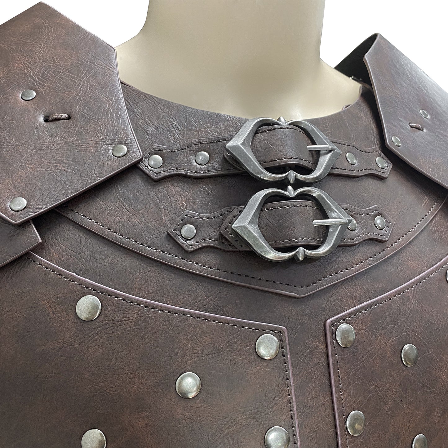 HiiFeuer Medieval Faux Leather Chest Armor, Vintage Pauldron Shoulder Armor Adjustable Mercenary Knight Archer Vest Armor