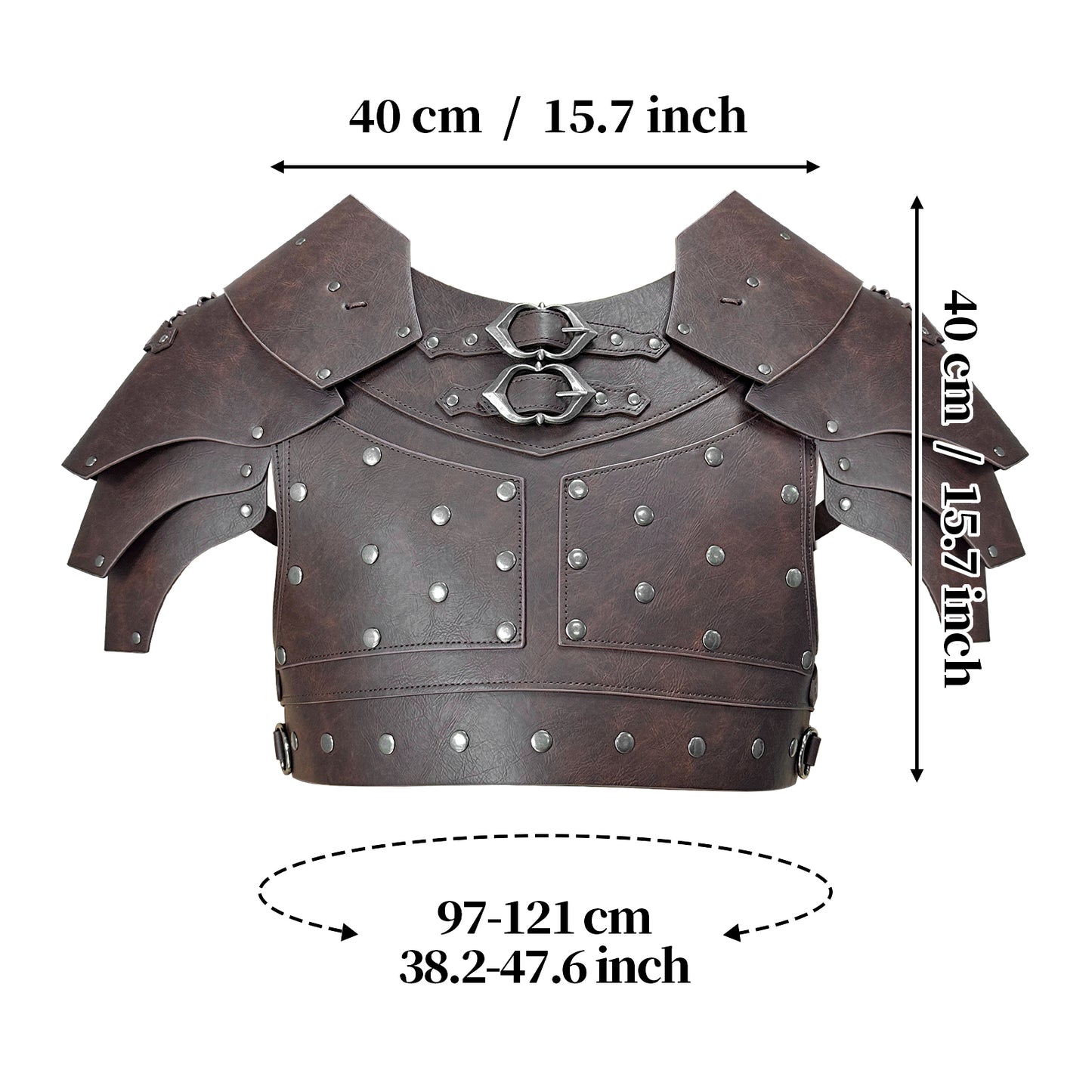 HiiFeuer Medieval Faux Leather Chest Armor, Vintage Pauldron Shoulder Armor Adjustable Mercenary Knight Archer Vest Armor