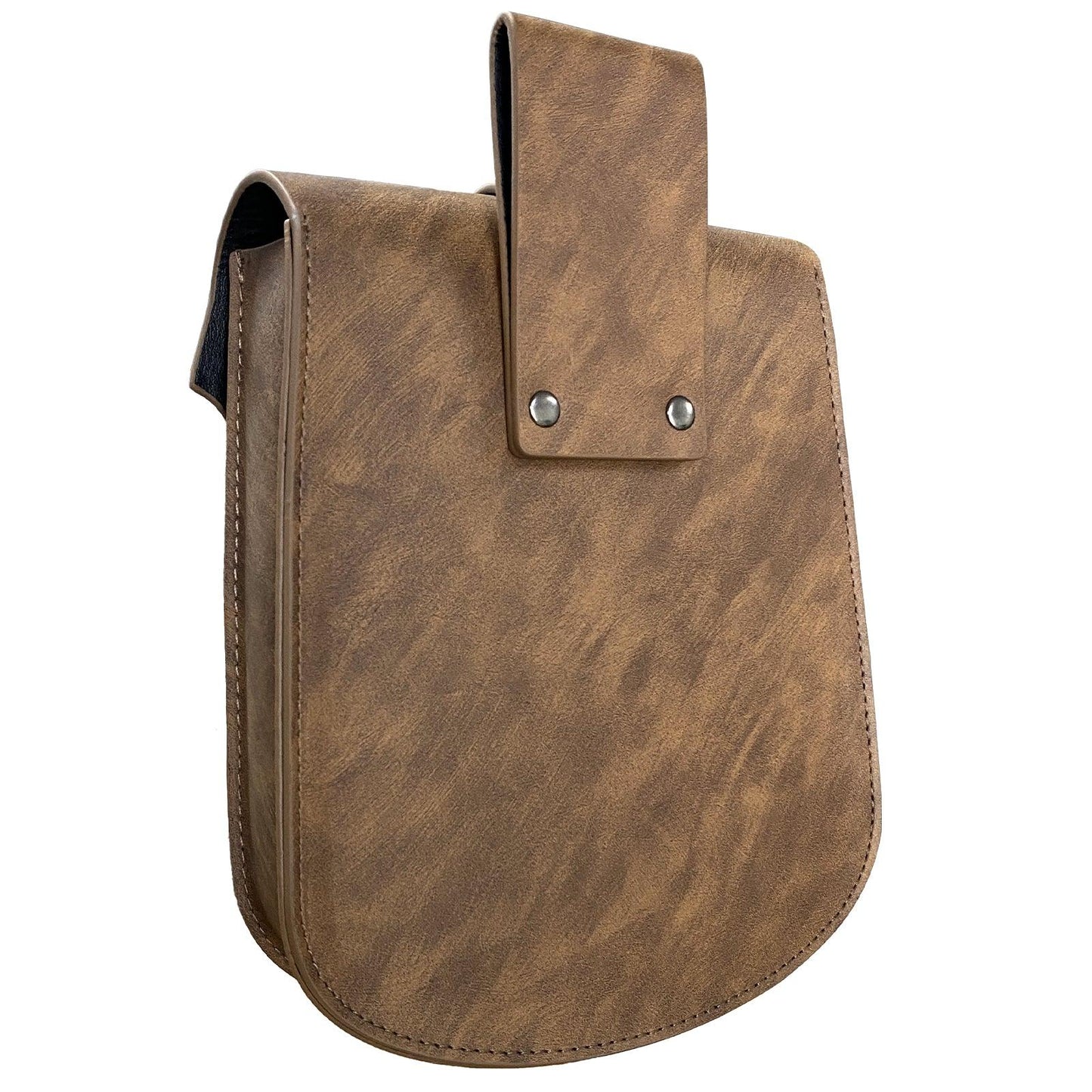 HiiFeuer Viking Embossed Langskip Belt Pouch, Medieval Faux Leather Flap Saddle Side Bag Purses, Retro Portable Belt Bag