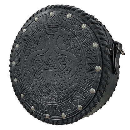 HiiFeuer Viking Embossed Crossbody Bag, Nordic Faux Leather Belt Bag Satchel Bag, Medieval Portable Cosplay Shoulder Bag