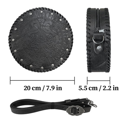 HiiFeuer Viking Embossed Crossbody Bag, Nordic Faux Leather Belt Bag Satchel Bag, Medieval Portable Cosplay Shoulder Bag