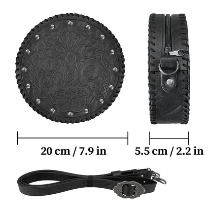 HiiFeuer Viking Embossed Crossbody Bag, Nordic Faux Leather Belt Bag Satchel Bag, Medieval Portable Cosplay Shoulder Bag