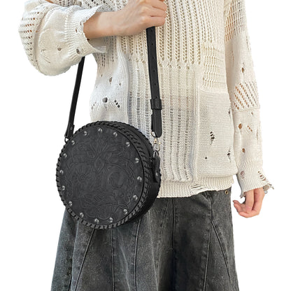 HiiFeuer Viking Embossed Crossbody Bag, Nordic Faux Leather Belt Bag Satchel Bag, Medieval Portable Cosplay Shoulder Bag