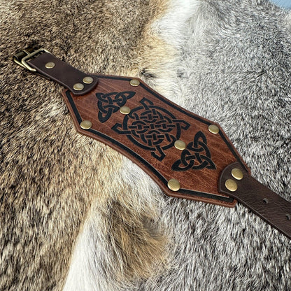 HiiFeuer Medieval Embossed Alchemy Faux Leather Cuff Bracelet, Fantasy Retro Wristband, Wizard Buckle Fastening Cuff Bangle Bracelet