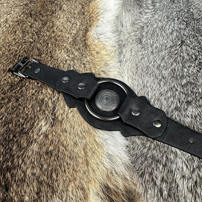 HiiFeuer Medieval Embossed Alchemy Faux Leather Cuff Bracelet, Fantasy Retro Wristband, Wizard Buckle Fastening Cuff Bangle Bracelet