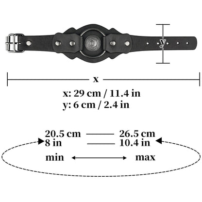 HiiFeuer Medieval Embossed Alchemy Faux Leather Cuff Bracelet, Fantasy Retro Wristband, Wizard Buckle Fastening Cuff Bangle Bracelet