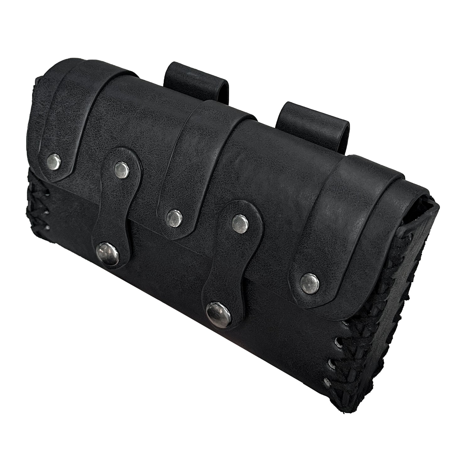 HiiFeuer Medieval Faux Leather Belt Bag with O Ring Belt, Renaissance Cosplay Belt Pouch, Portable Phone Bag for Ren Faire