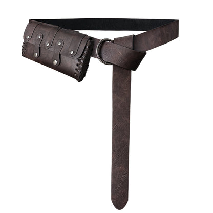 HiiFeuer Medieval Faux Leather Belt Bag with O Ring Belt, Renaissance Cosplay Belt Pouch, Portable Phone Bag for Ren Faire