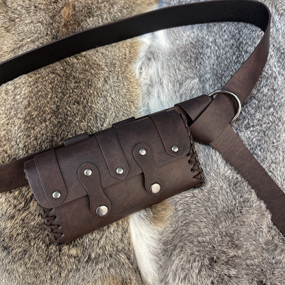 HiiFeuer Medieval Faux Leather Belt Bag with O Ring Belt, Renaissance Cosplay Belt Pouch, Portable Phone Bag for Ren Faire