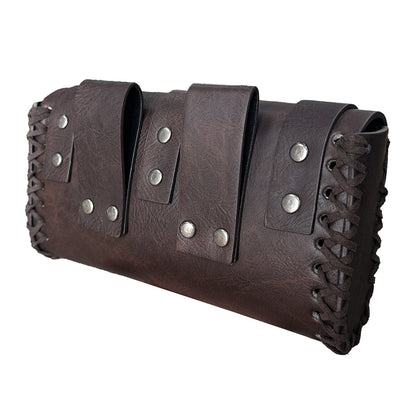 HiiFeuer Medieval Faux Leather Belt Bag with O Ring Belt, Renaissance Cosplay Belt Pouch, Portable Phone Bag for Ren Faire
