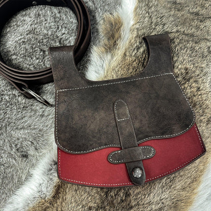 HiiFeuer 3PCs Medieval Faux Leather Belt with Vintage Handmade Belt Bag and Retro Knight Waist Bag, Renaissance Belt Pouch Set