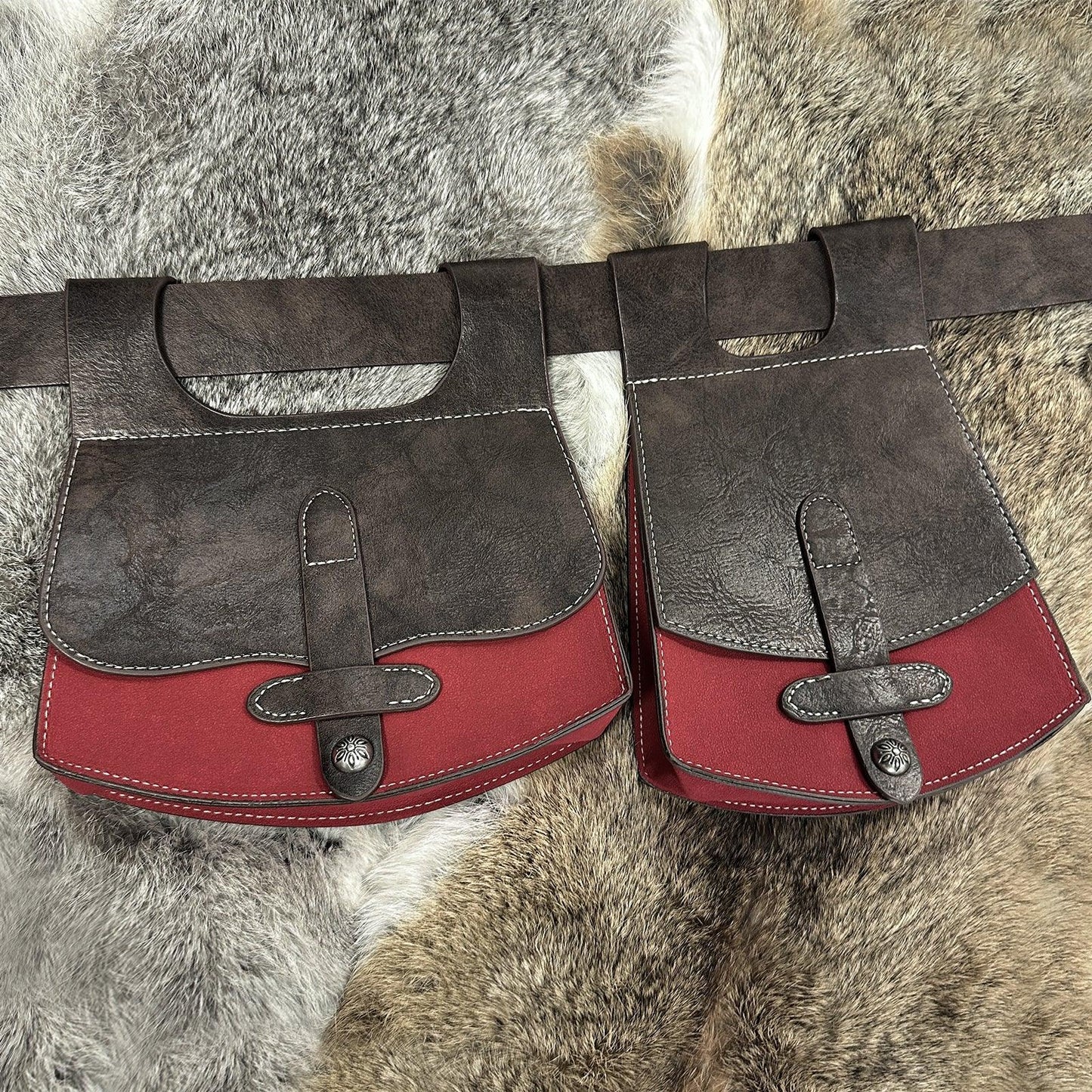 HiiFeuer 3PCs Medieval Faux Leather Belt with Vintage Handmade Belt Bag and Retro Knight Waist Bag, Renaissance Belt Pouch Set
