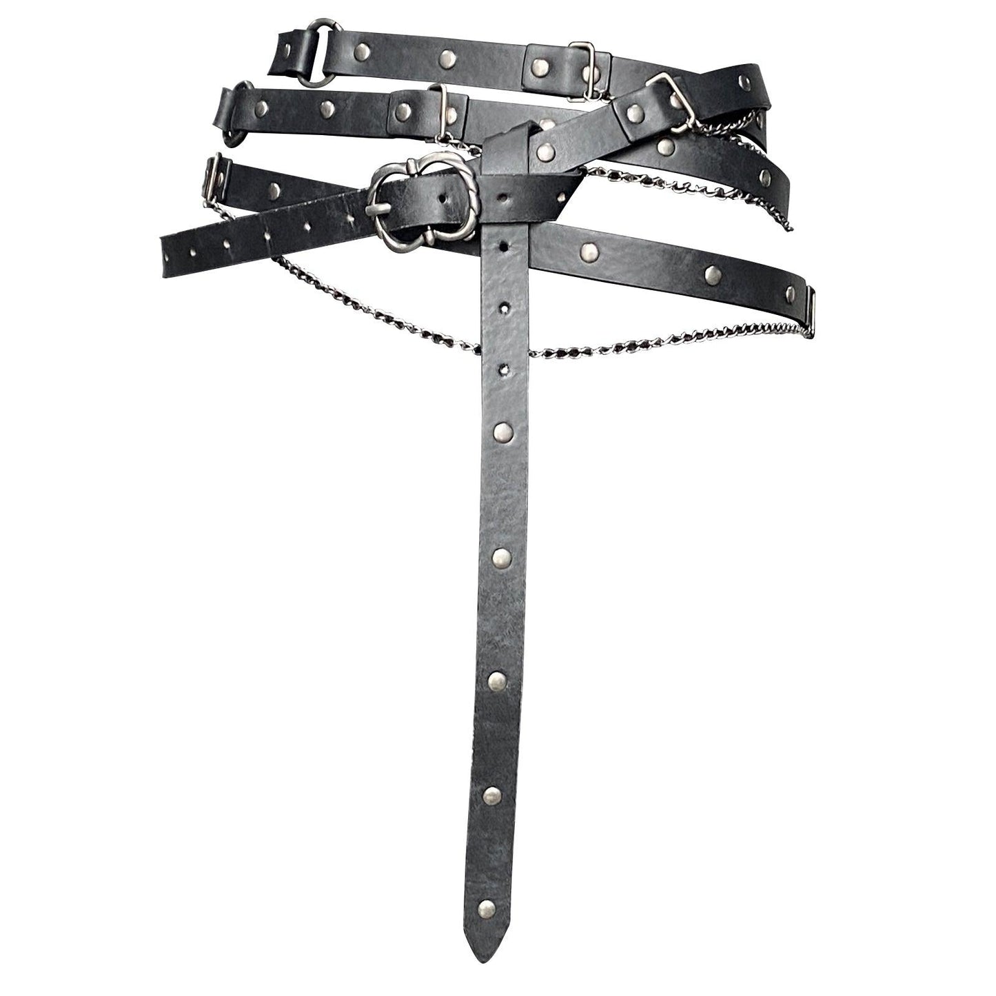 HiiFeuer Medieval DIY Faux Leather Metal Chain Belt, Vintage Adjustable Thin Belt For Women, Retro Skinny Belt For Dresses