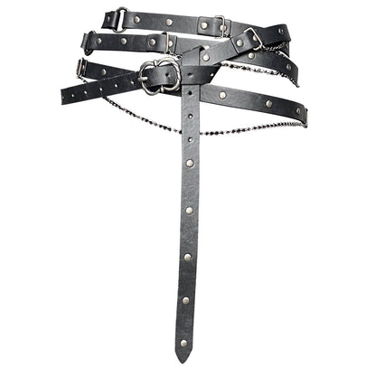 HiiFeuer Medieval DIY Faux Leather Metal Chain Belt, Vintage Adjustable Thin Belt For Women, Retro Skinny Belt For Dresses