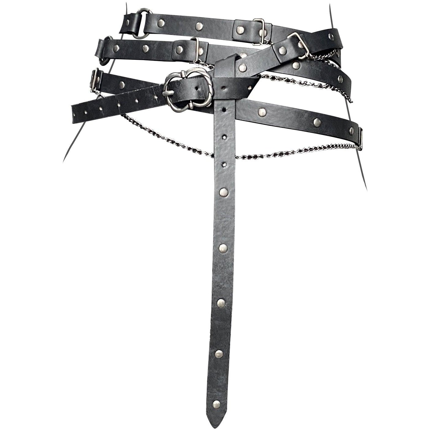 HiiFeuer Medieval DIY Faux Leather Metal Chain Belt, Vintage Adjustable Thin Belt For Women, Retro Skinny Belt For Dresses